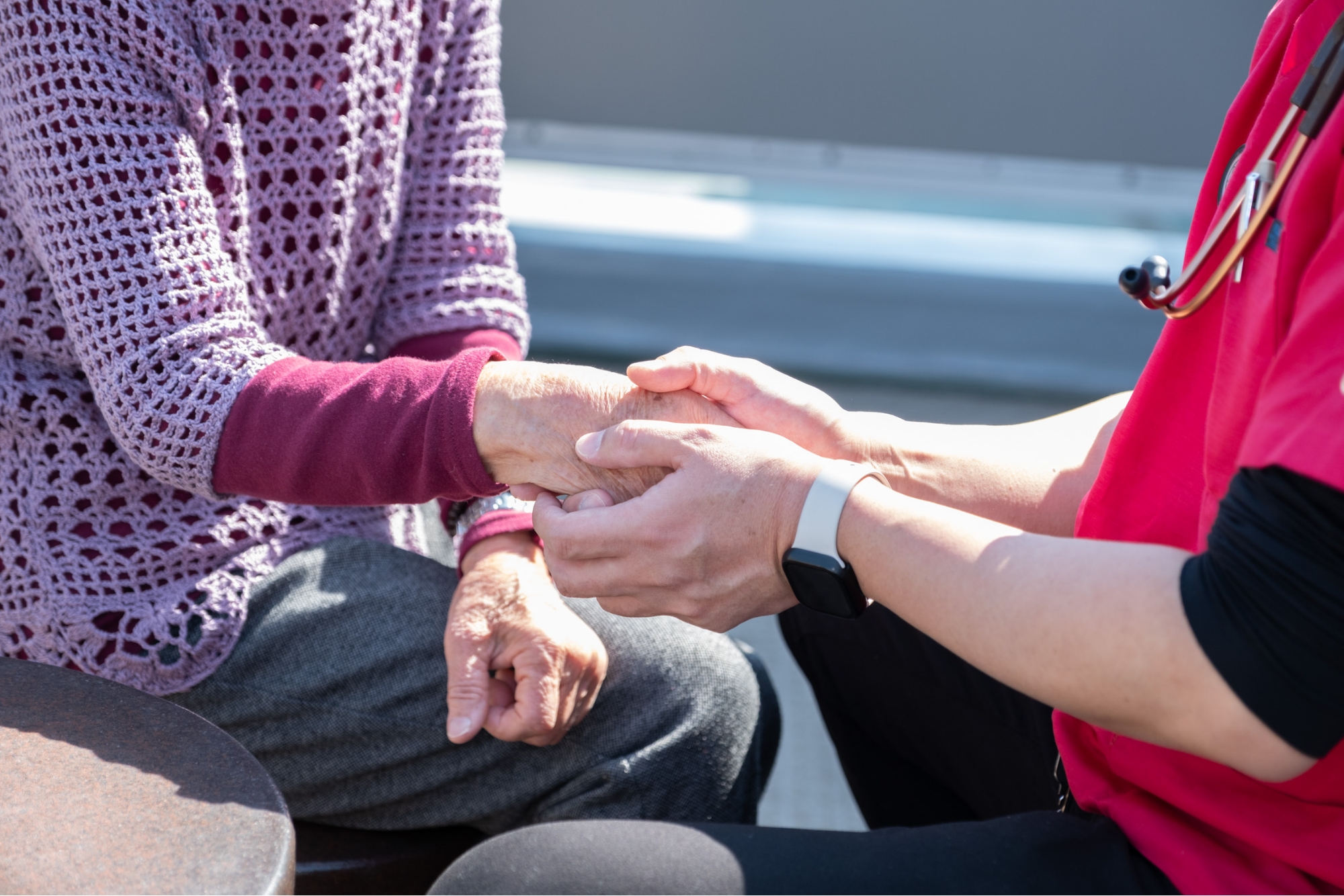 笑顔の介護士と介護者